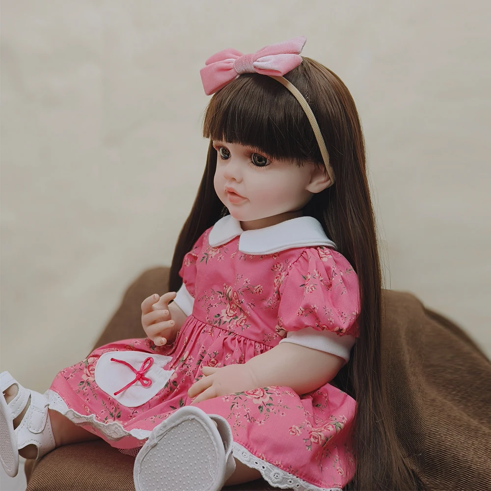 Reborn Toddler Girl Doll Betty 22inch Soft Silicone Full body Vinyl lifelike Newborn Baby Wig Hair Gifts for Children