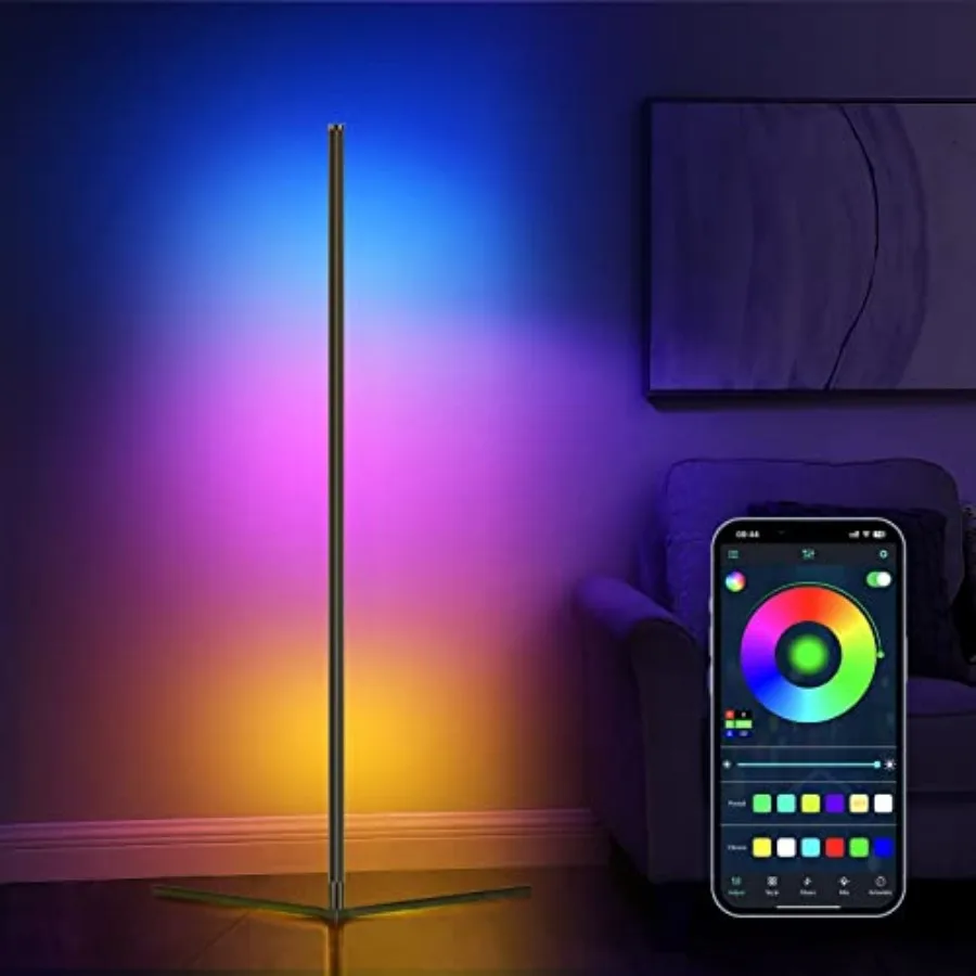 

Угловой торшер RGB, торшер для Пасхи, угловой светильник RGBIC с изменением цвета, современные светодиодные напольные светильники с Bluetooth, управлением через приложение и пультом ДУ