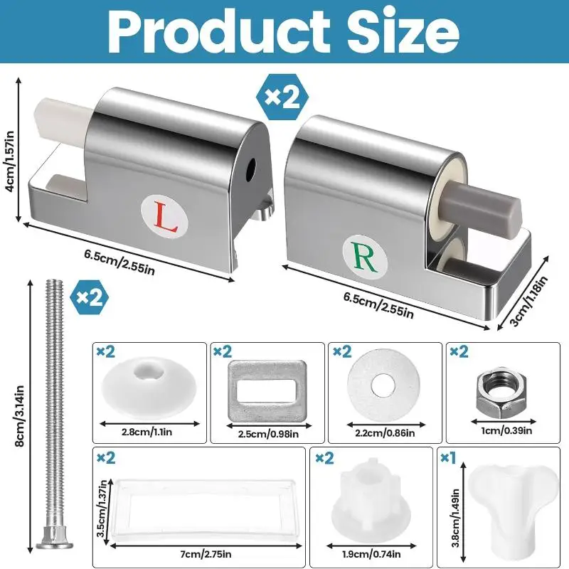 Toilet Seat Hinges Soft Close Adjustable Quiet Replacement for Old and New Toilets Easy Installation At Home