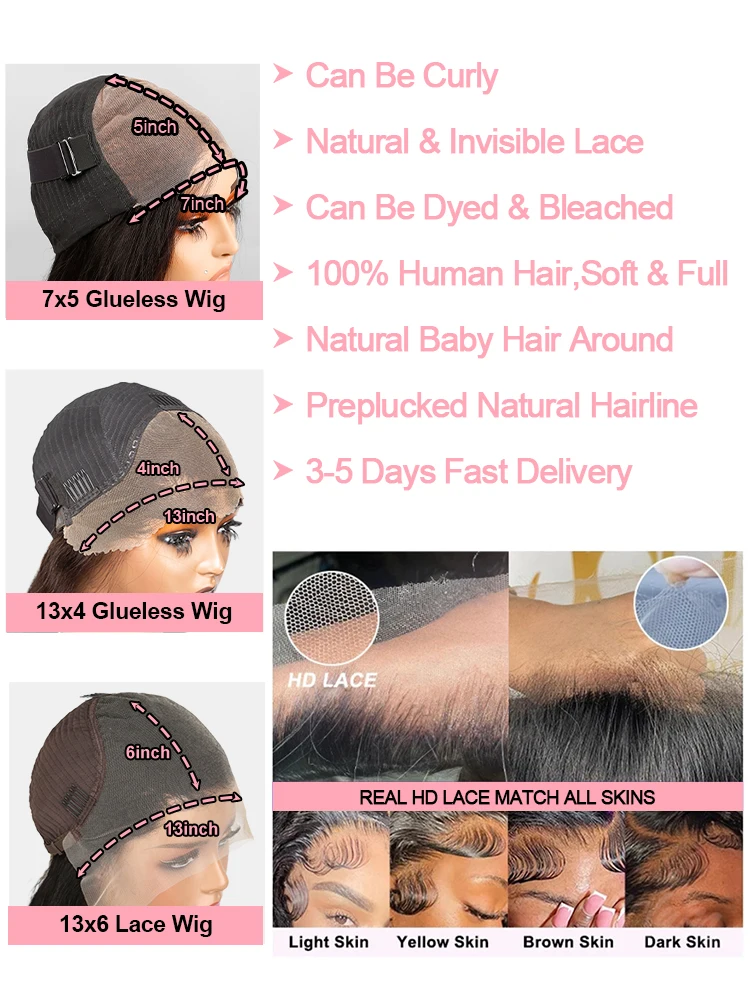 40 46 بوصة شعر بشري بدون صمغ موجة عميقة الباروكات 13x4 13x6 HD الدانتيل شعر مستعار أمامي 7x5 جاهز لارتداء الباروكات ارتداء والذهاب شعر مستعار مجعد للنساء #6