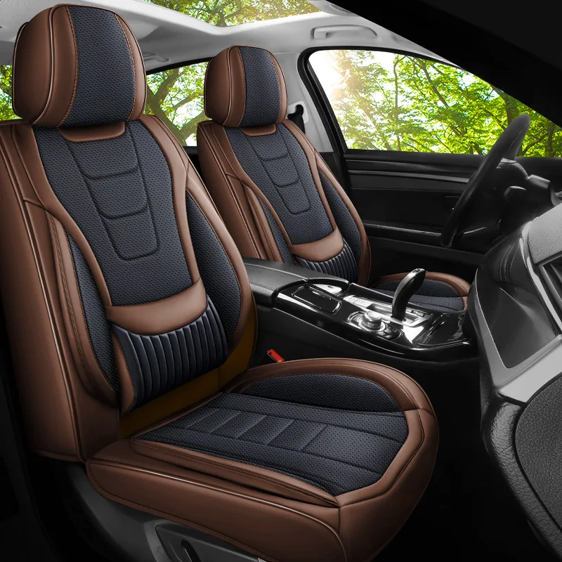Universal Split Seat Fully Surrounded Car Seat Cover Breathable Comfortable Luxury Leather Seat Cushion Full Seats Cover JJ238