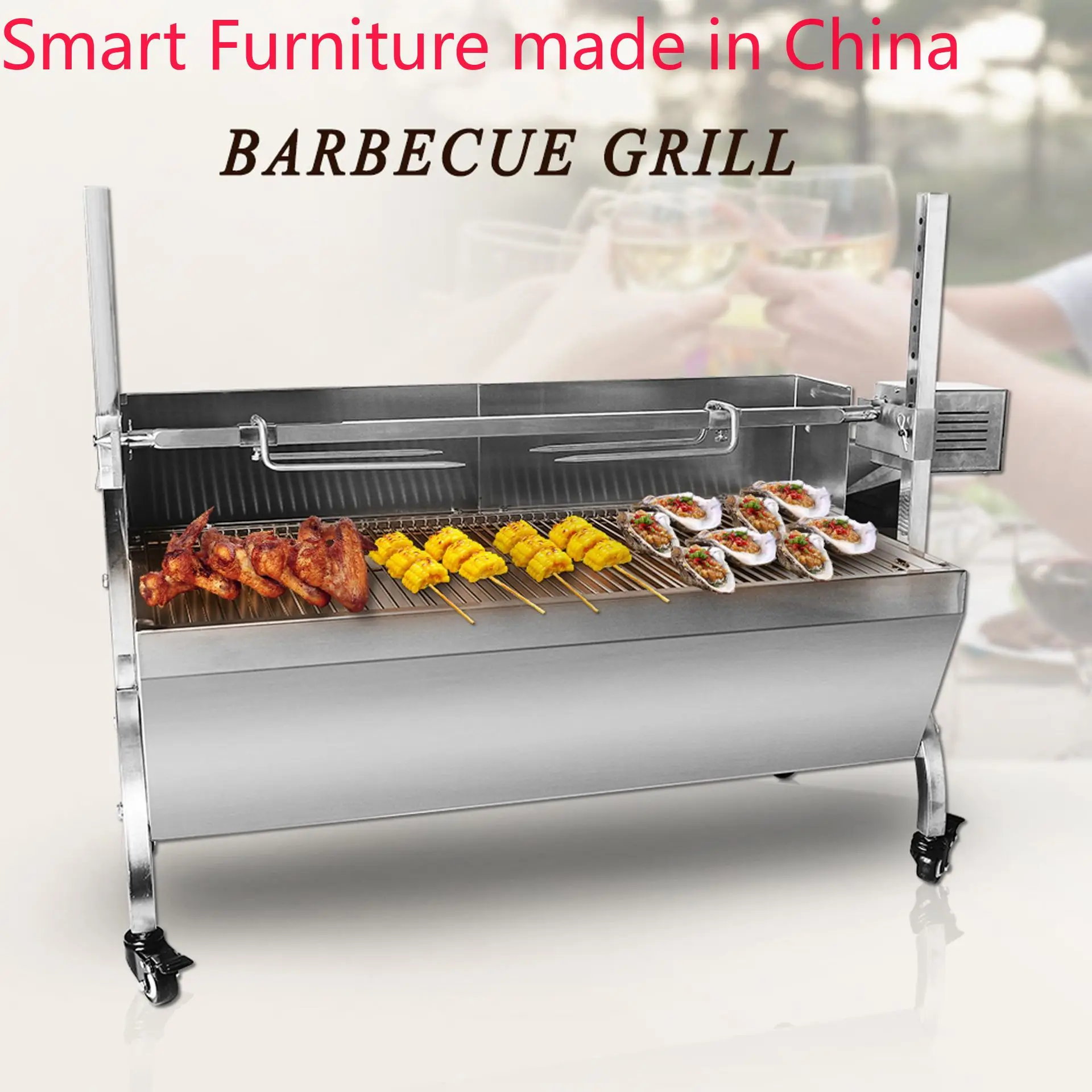 

Commercial barbecue shop large stainless steel barbecue charcoal stove stalls outdoor rotary barbecue European and American hou