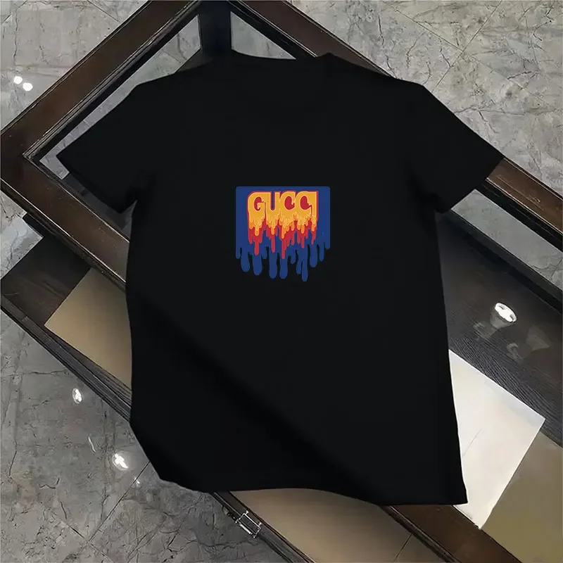 العلامة التجارية الجديدة الرجال الصيف الفاخرة الأزياء العلامة التجارية الدولية الكرتون تي شيرت مطبوع القطن الياقة المستديرة الترفيه مدينة Y2K فضفاض المحملة