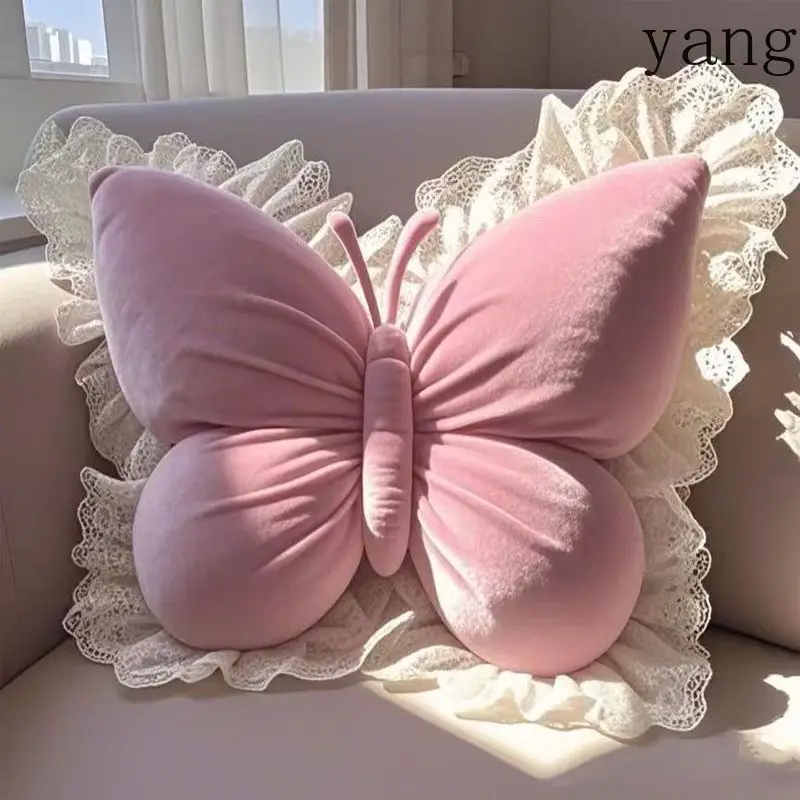 

Butterfly Throw Pillow Butterfly Shaped Decorative Pillow for Sofa Couch Bed Velvet Lumbar Support Cushion for Office Chair