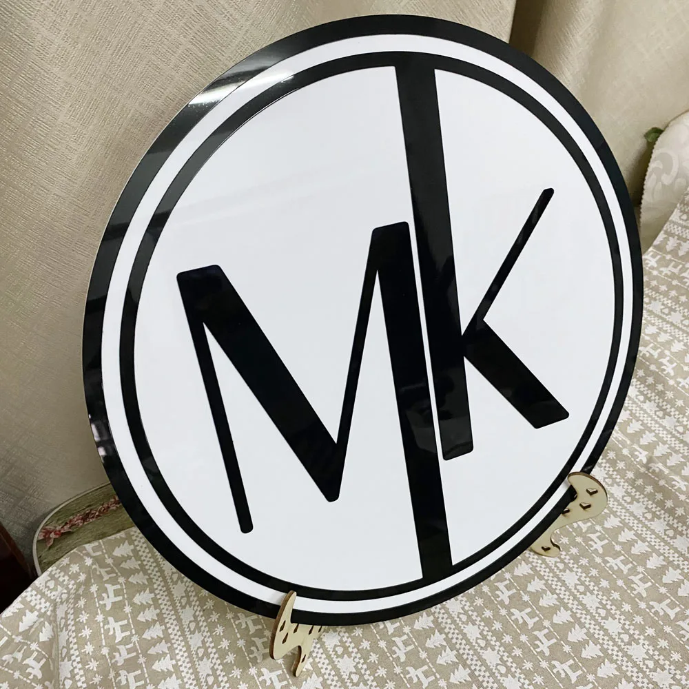 Personalized Round Name Sign Custom Monogram Split Letter Wall Door Hanging Sign Customized Corporate Logo Small Business Logo