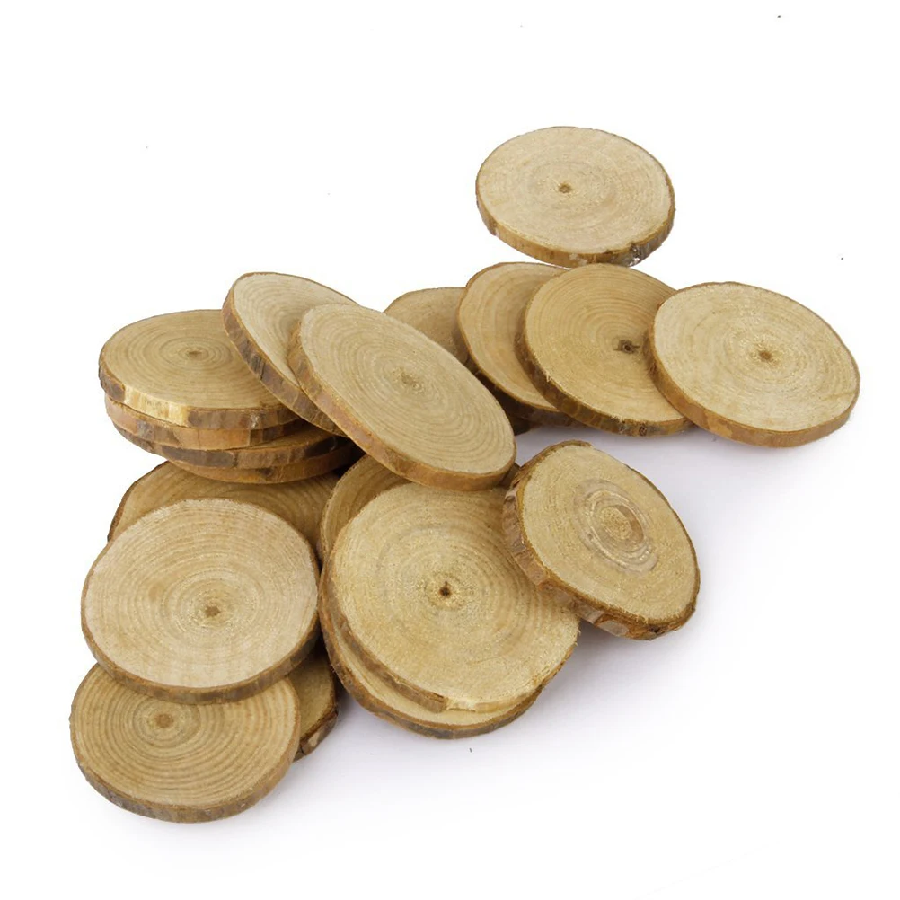 

100pcs Natural Wood Slices 1.5-3Cm Round Craft Discs For Diy Table Numbers Wedding Decor Wall Rounds Woodcraft Materials