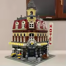 Expert Brick Bank Cafe Corner Model Moc Modular Houses Building Blocks Toys Pet Book Shop Town Hall Downtown Diner