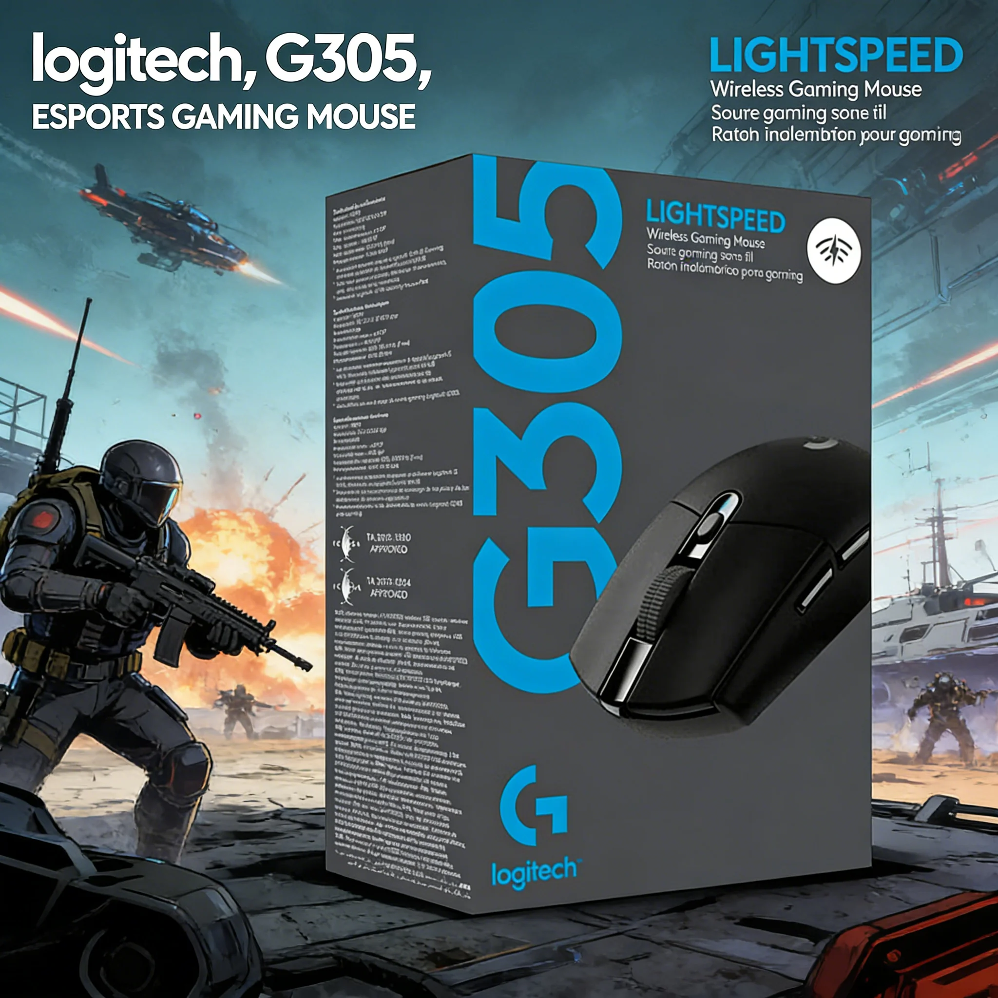 

Logitech G305/G304 Wireless Mouse with Esports-Grade HERO Sensor 12000 DPI Adjustable 1ms Response Durable Sweat-Resistant Desig
