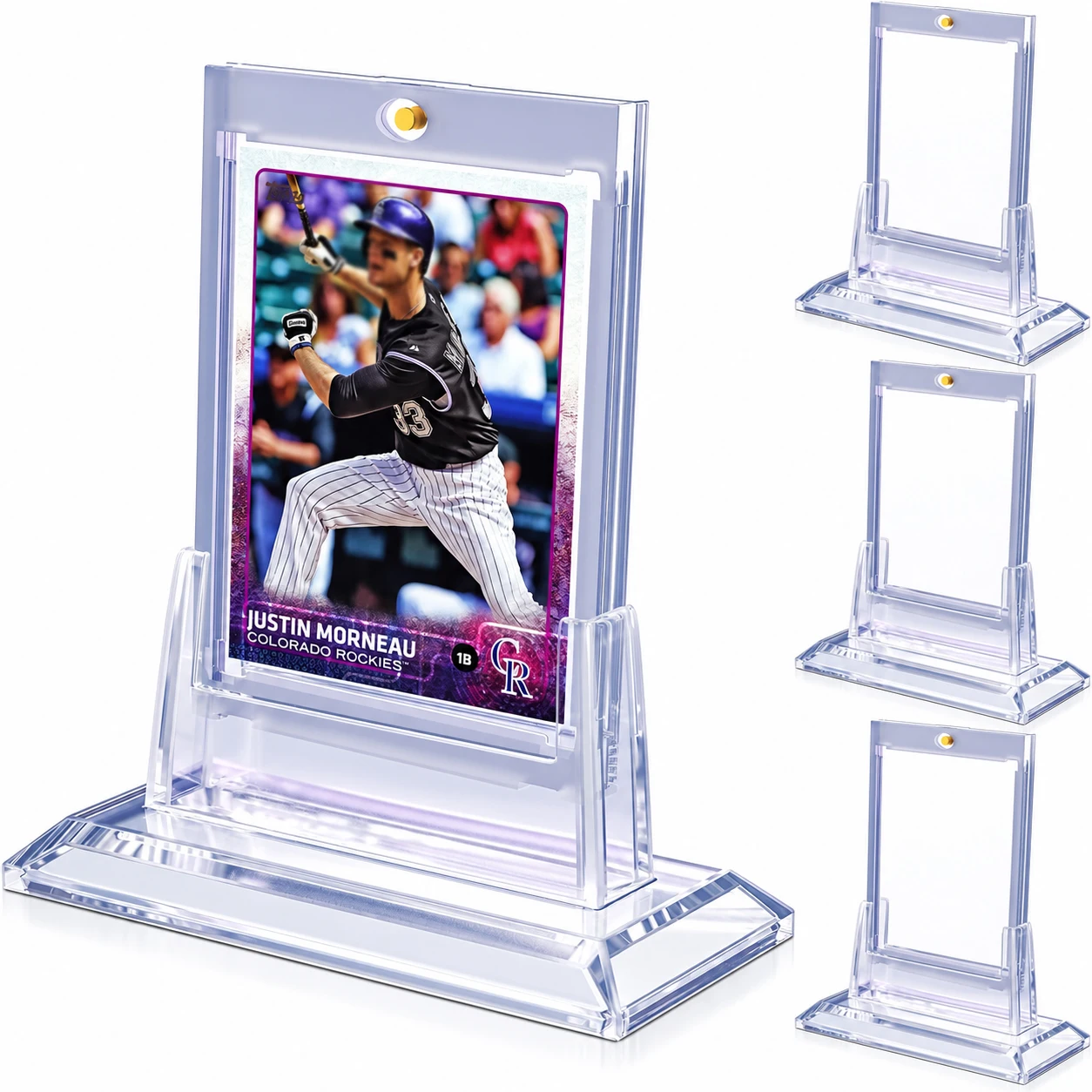 Magnetic Trading Card Protector with Display Stands 35PT Acrylic Card Holder Rack for Kpop Idol Game Card Storage Case Stand