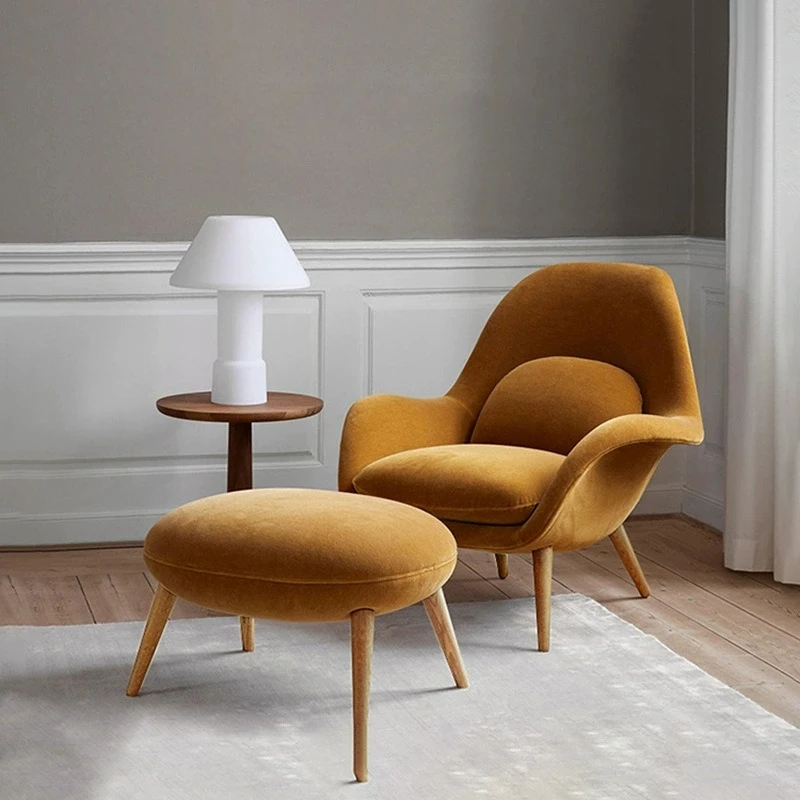

Minimalist single sofa leisure chair, light luxury living room fabric eggshell tiger chair