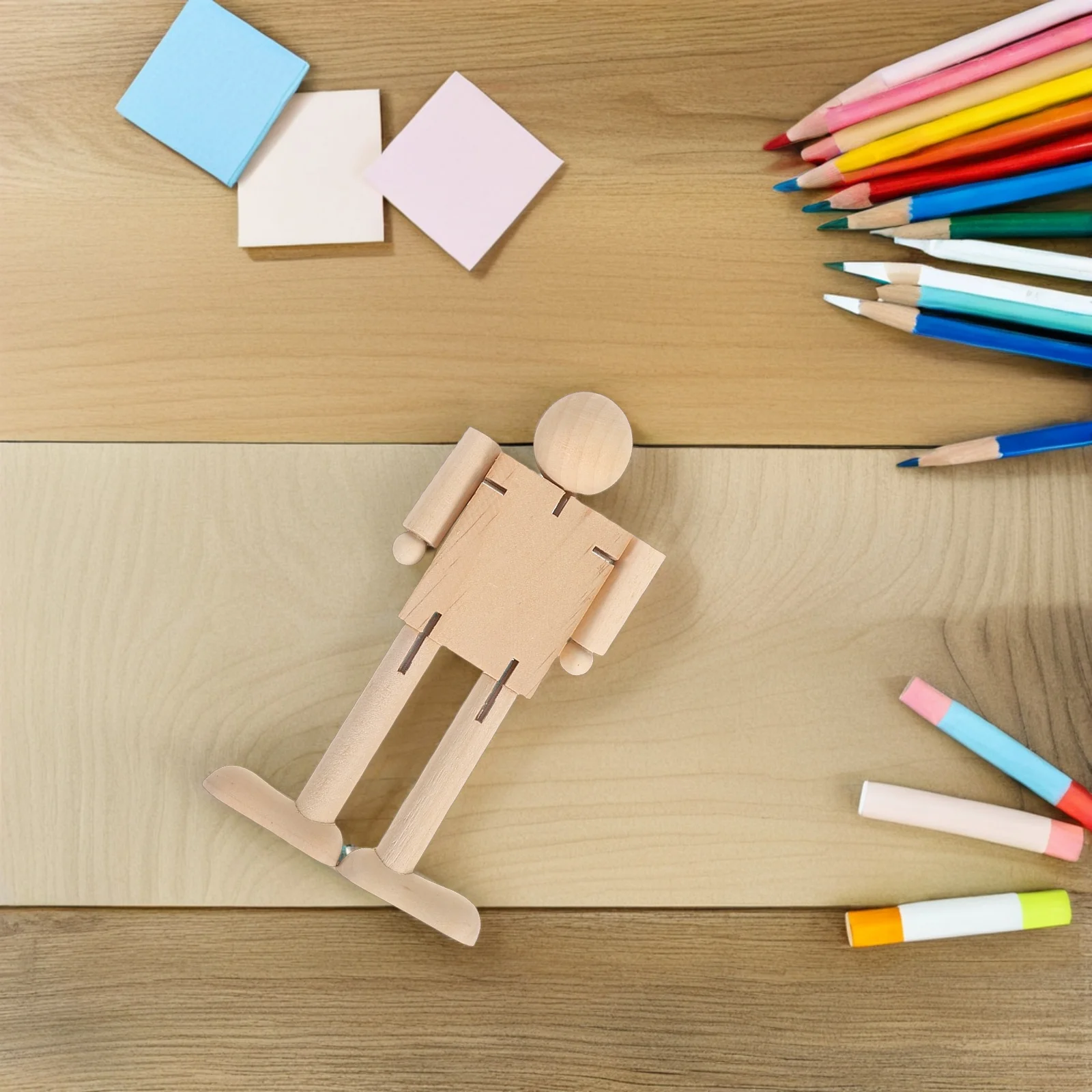 3-delige houten robot: stevig verbonden figuur voor kunstklassen en thuisgebruik - ideaal voor het ontwikkelen van esthetische bewustzijn en kleur