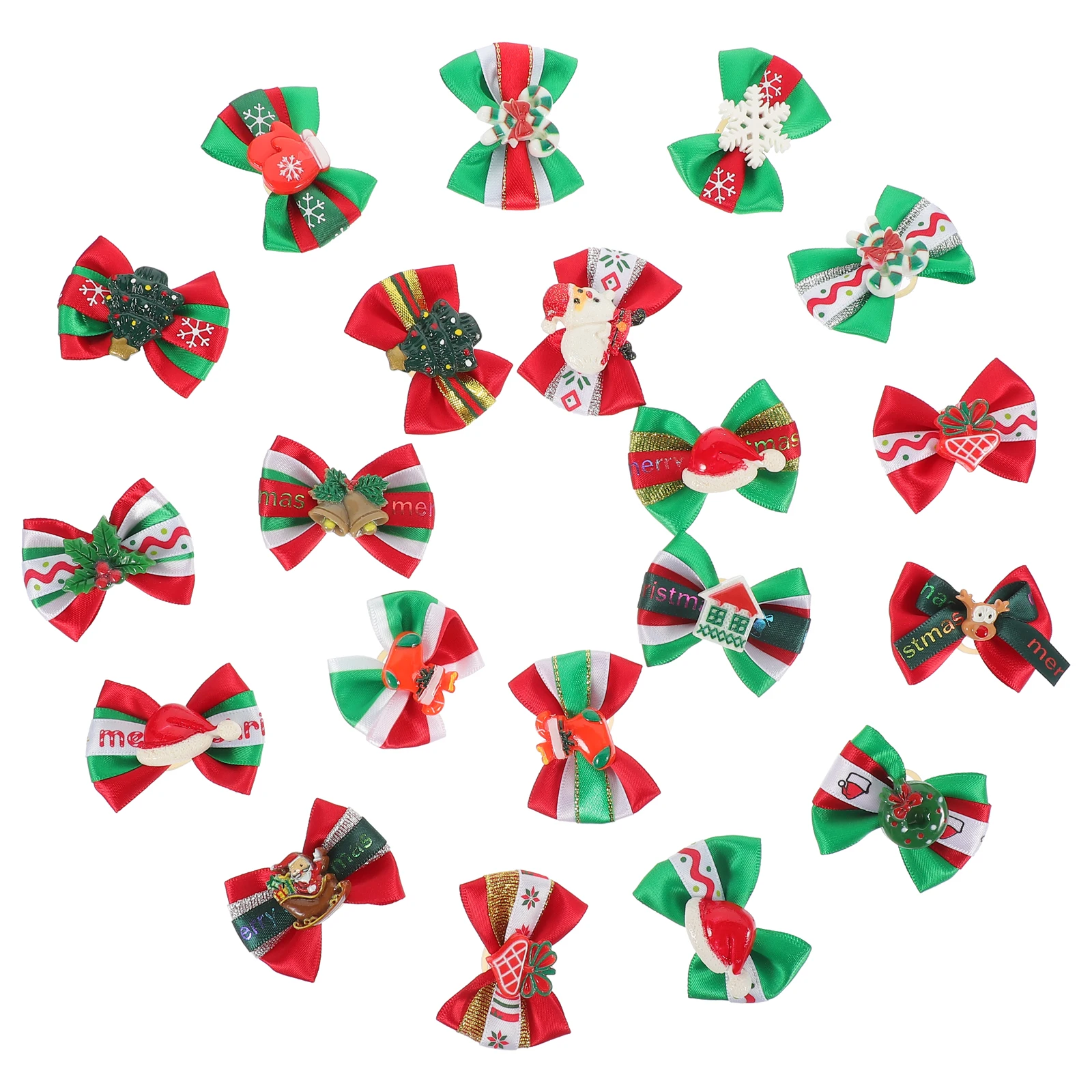 

20Pcs Pet Hair Bows Comfortable Xmas Dog Hair Clips Colorful Random Styles Party Photo Props for Small Medium Dogs