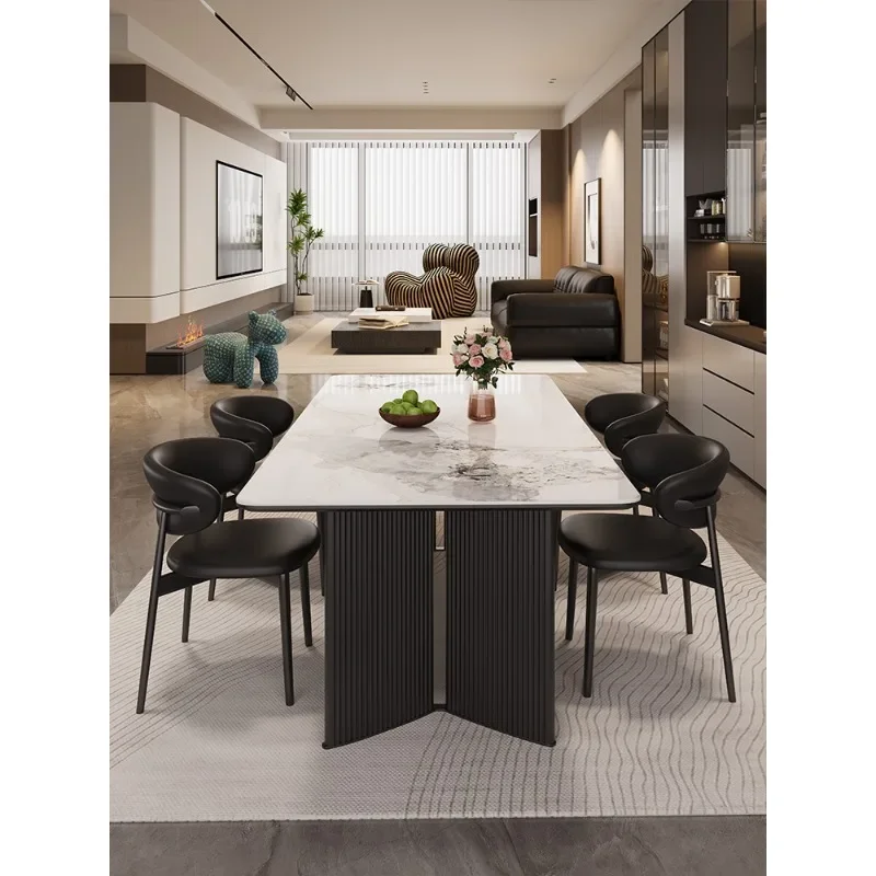 Italian minimalist rock slab dining table household small apartment modern simple light luxury rectangular dining table and