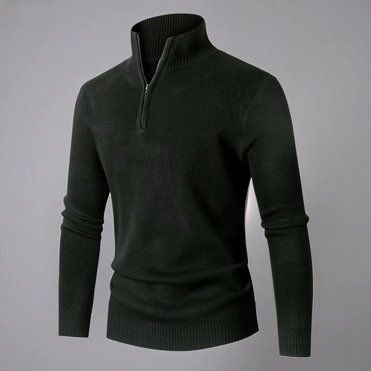 

Мужской осенне-зимний вязаный свитер на молнии с высоким воротником, простой цвет, повседневный теплый базовый слой, irt Ci Walk, смесь хлопка