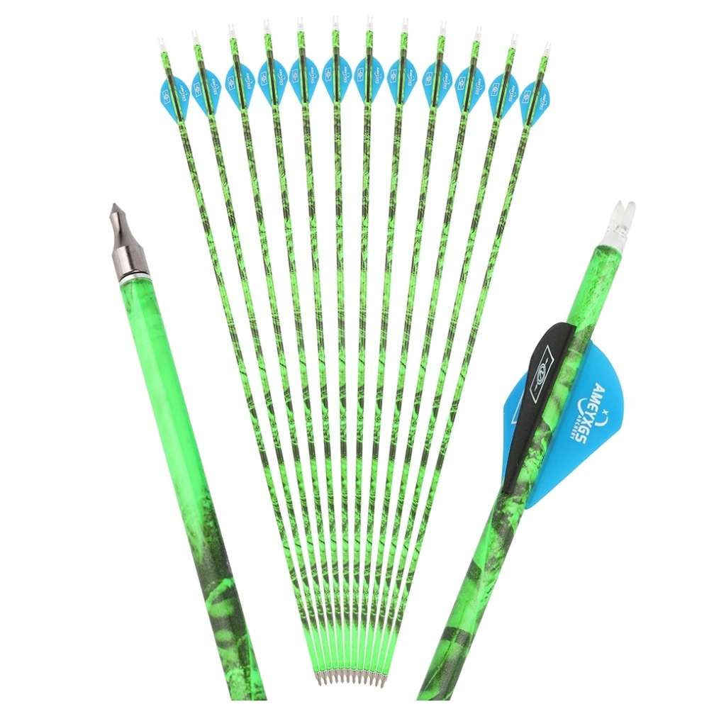 

Archery 12pcs Spine 500 Mixed Carbon Arrow ID 6.2mm 2'' Vane Rubber Feathers 100Gr Arrowhead Hunting Shooting Accessories