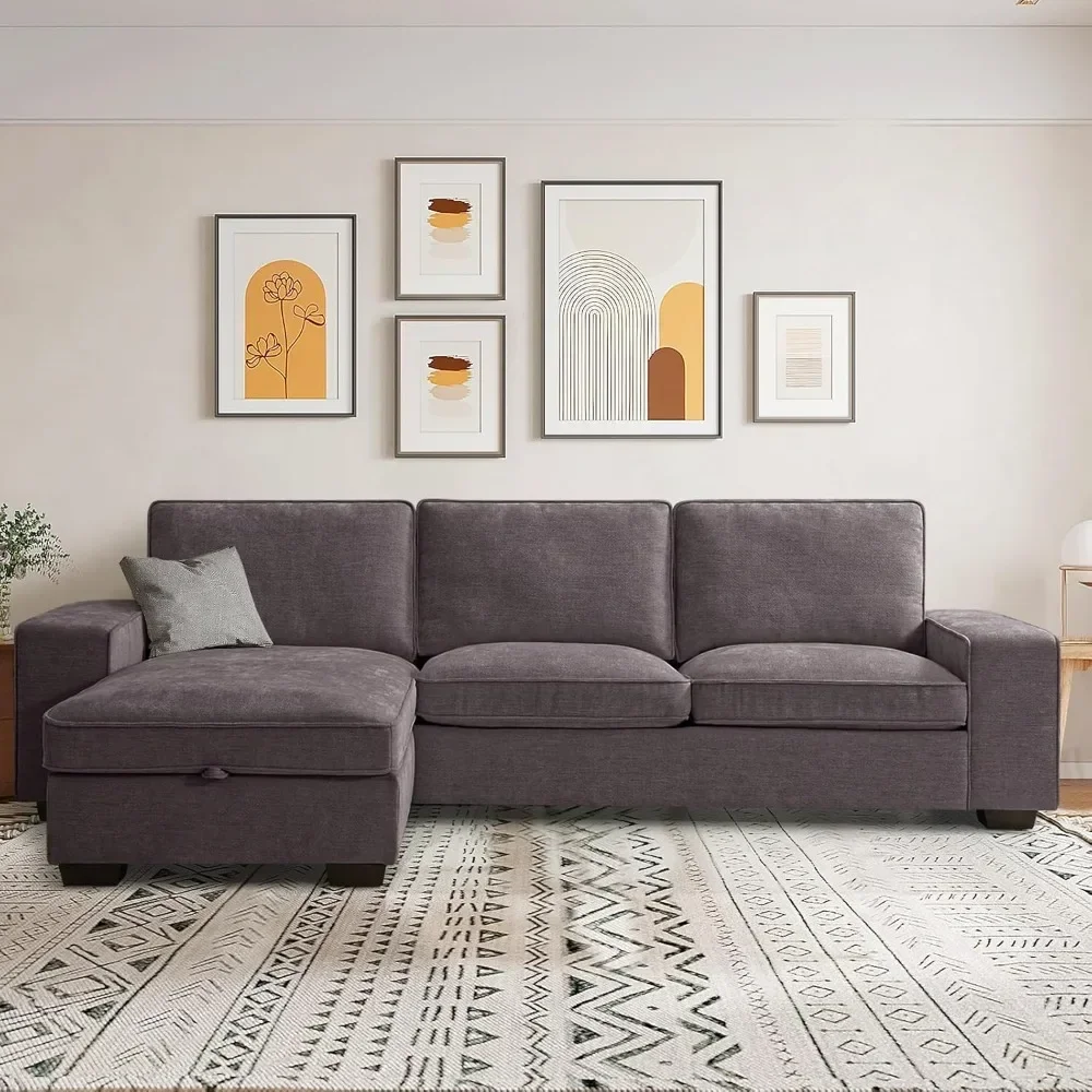 L-shaped multifunctional double-sided sofa, convertible combination sofa, with USB and Type-C charging ports, storage space