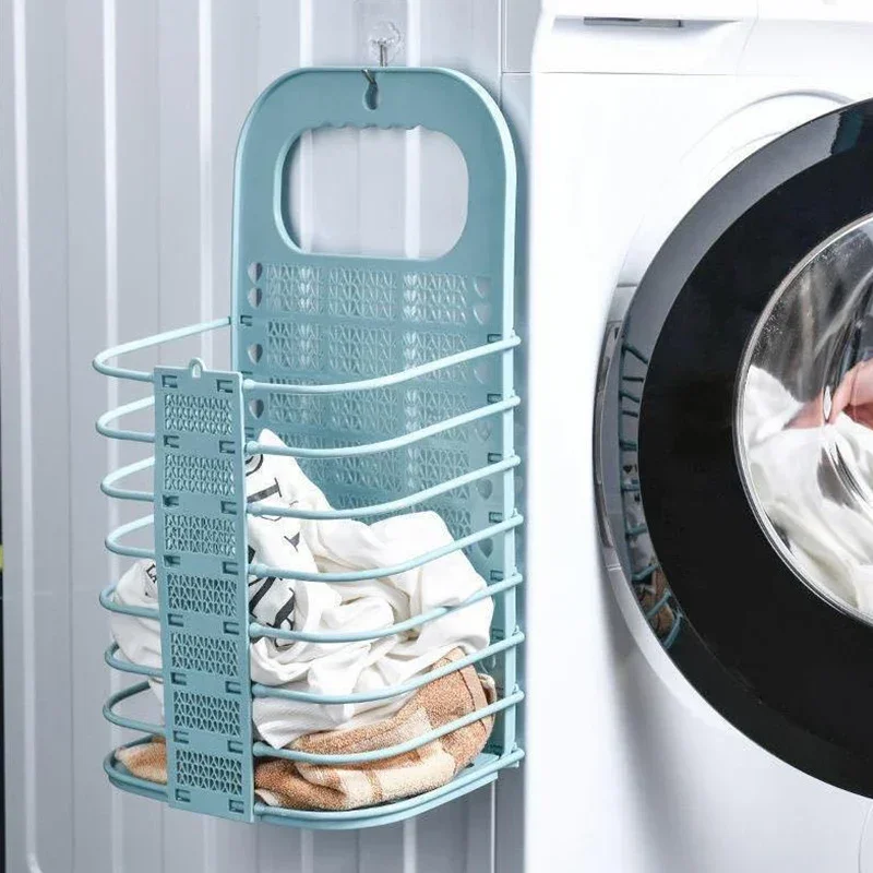 Folding Laundry Basket Dirty Clothes Storage Basket Wall-mounted Bathroom Multifunctional Laundry Organizer Dirty Storage Tool