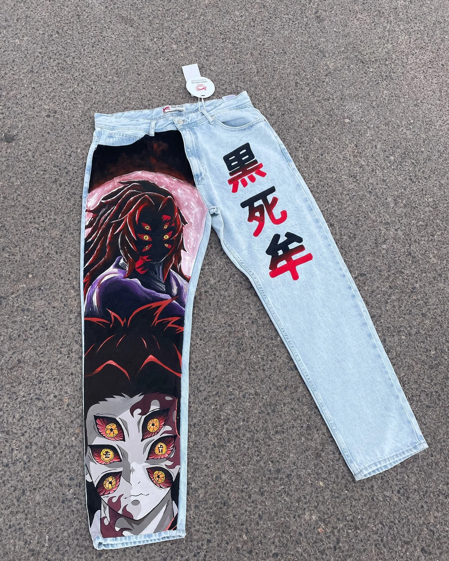 Harajuku Popular Anime Kokushibo Print Baggy Jeans New Style Wide Leg Trouser Y2k Streetwear for Men Women High Waist Pants