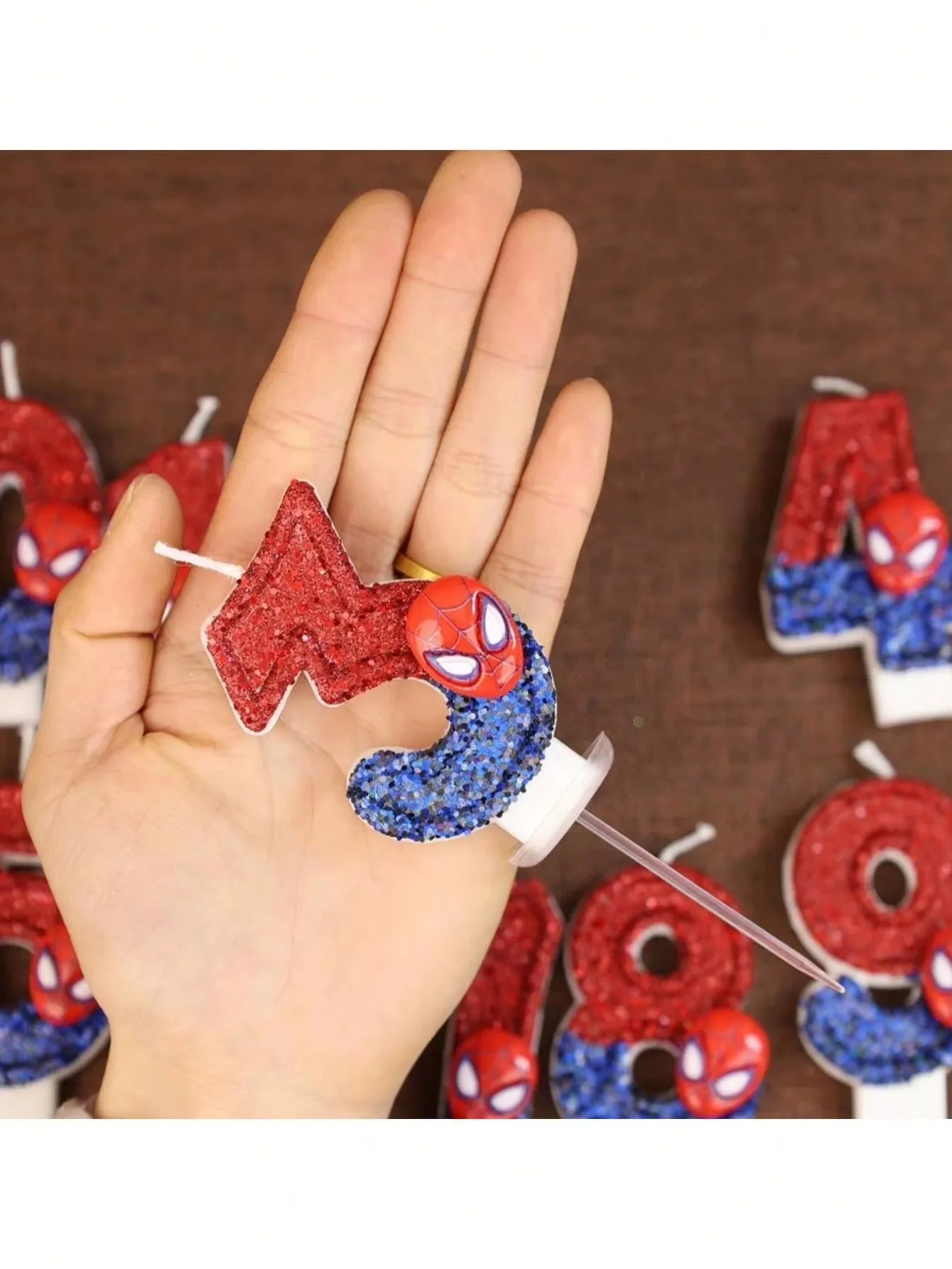 Marvel Spider Man 0-9 Birthday Candles Superhero Spider-Man Shiny Number Candles Parties Birthday Decorations Cake Decoration
