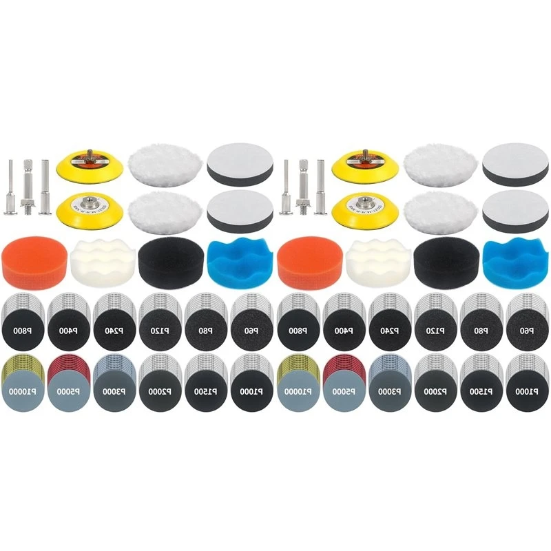 A03Z-266 PCS Sanding Disc Drill Polishing Kit Sanding Attachment, 3 Inch Wet Dry Headlight Restoration Kit,For Car Wood Metal