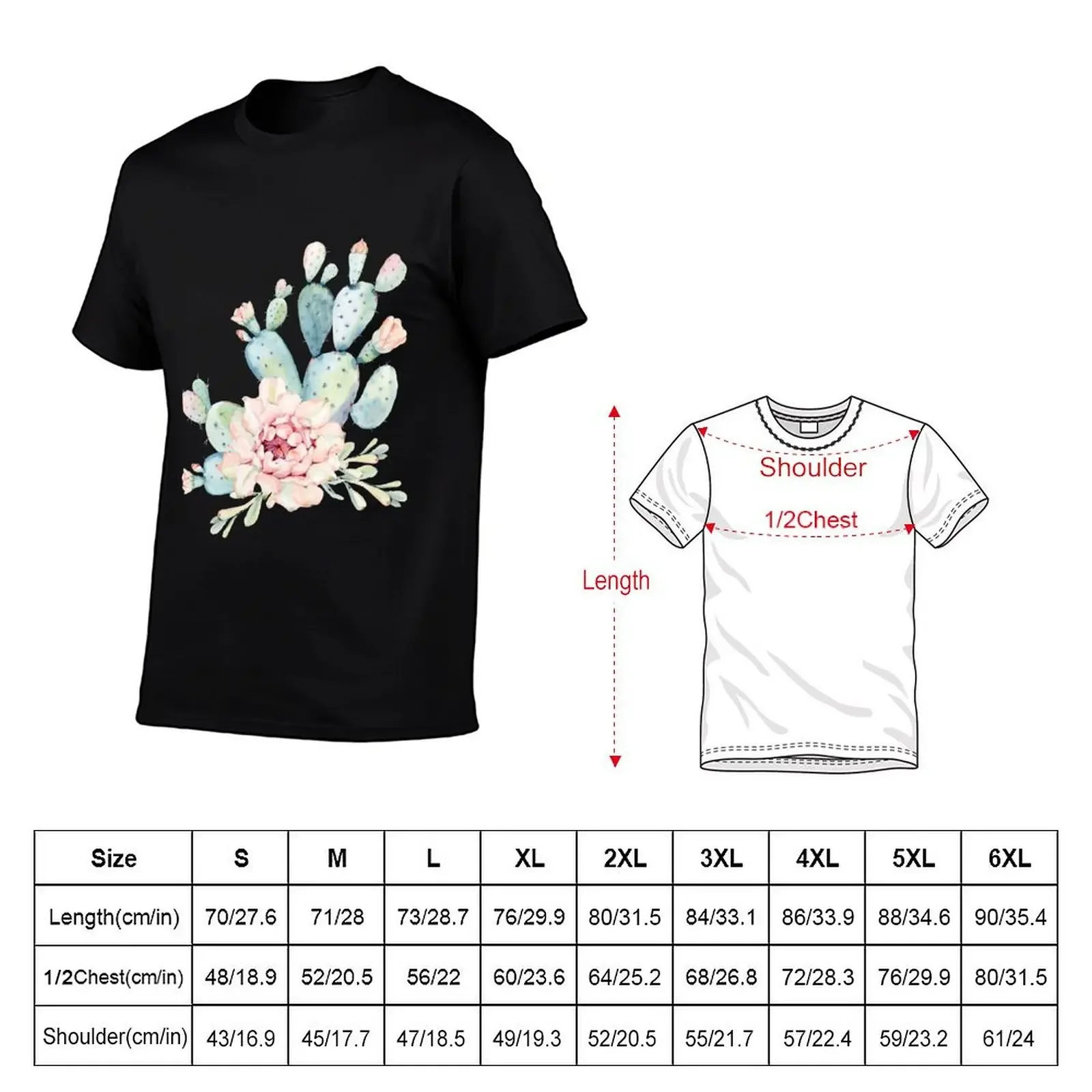 Watercolor cactaceae T-Shirt custom shirt Short sleeve tee mens t shirts casual stylish