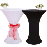 Stretch Round Tablecloth Cocktail Spandex Table Cloth Bar Hotel Wedding Party White Table Cover 55cm Diameter