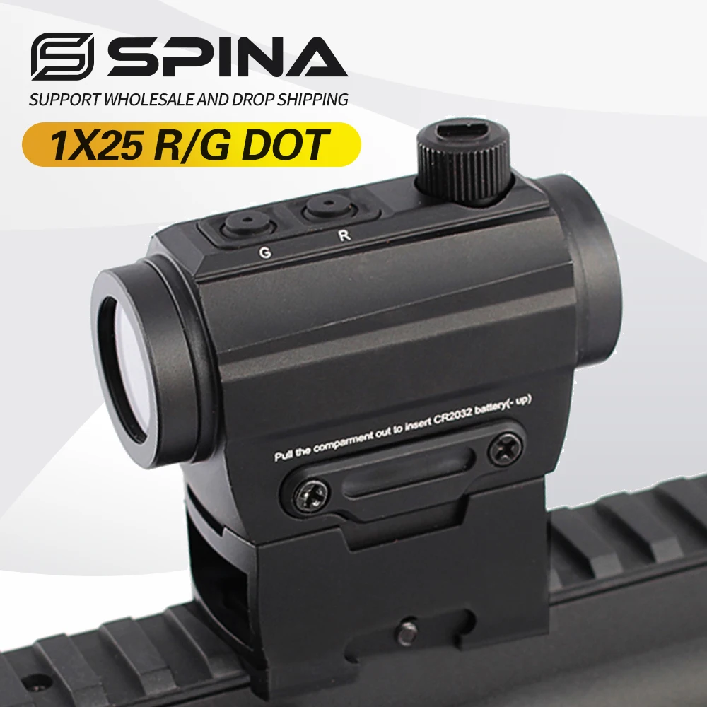 

SPINA Optics 1x25 Tactical Hunting Holographic Reflex Red/Green Dot Sight Optical Aiming Dot Sight for Air Rifle Fit 20mm Rails