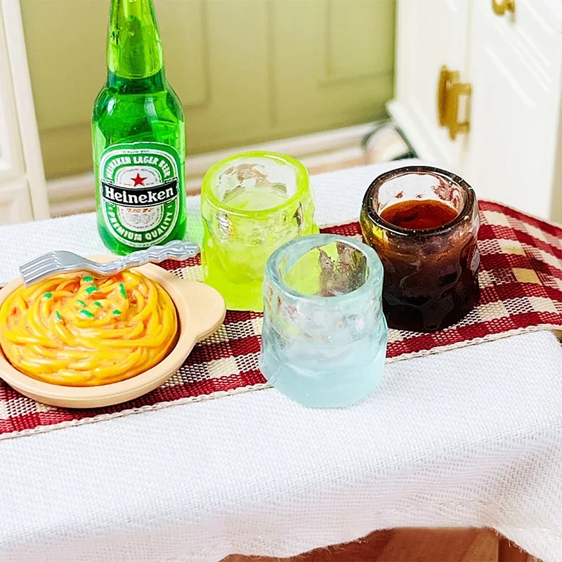 10PCS 인형 집 미니어처 액세서리 미니 수지 시뮬레이션 유리 컵 모델 장난감 인형 집 장식