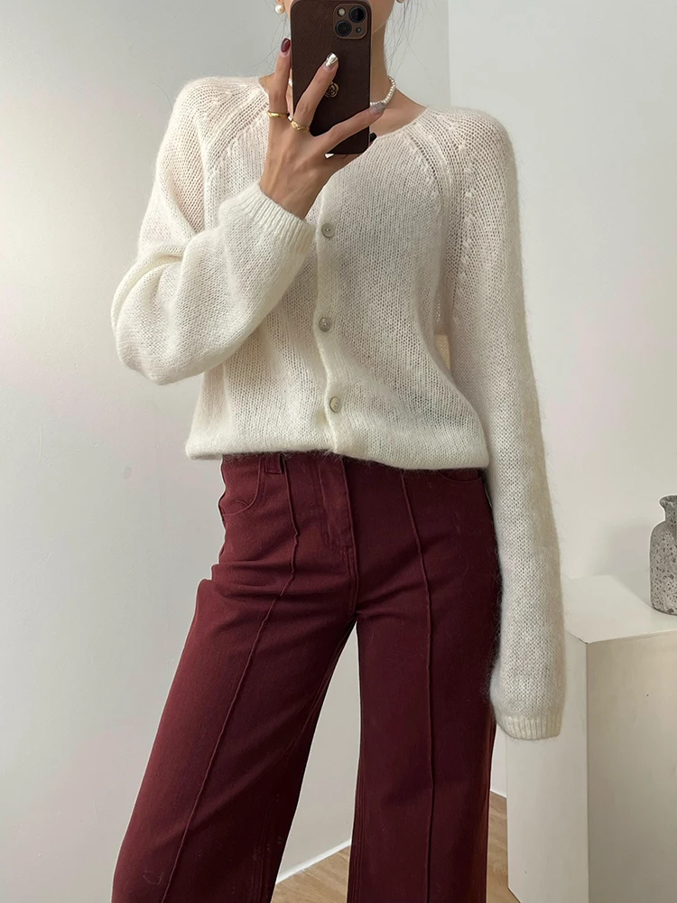 

Женский ленивый повседневный кардиган Long Sve round Ne с открытым кардиганом, вязаный свитер, шерстяной V-Ne, теплоизоляционный