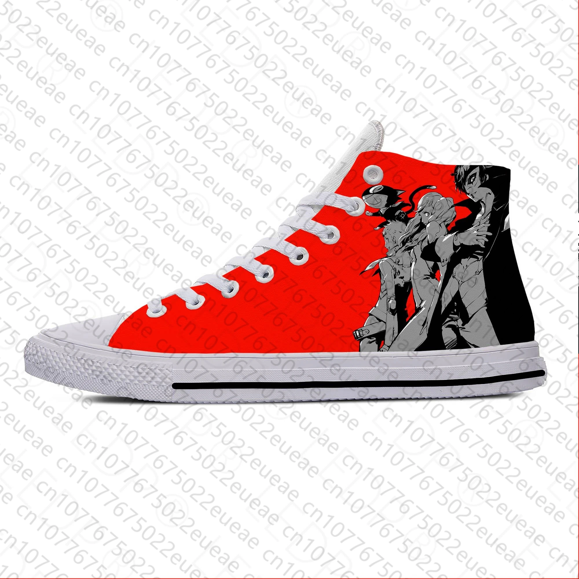 Japanese Anime Manga Cartoon Game Persona 5 Funny Casual Cloth Shoes High Top Lightweight Breathable 3D Print Men Women Sneakers