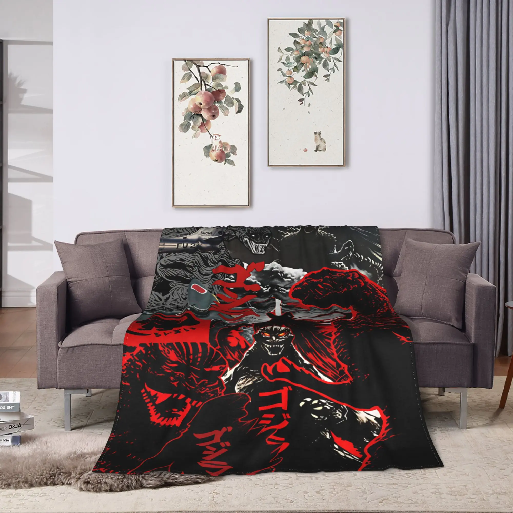 G-Godzillas  Super Warm Blankets  Camping Plush Throw Blanket Pattern Living Room Flannel Bedspread Sofa Bed Cover