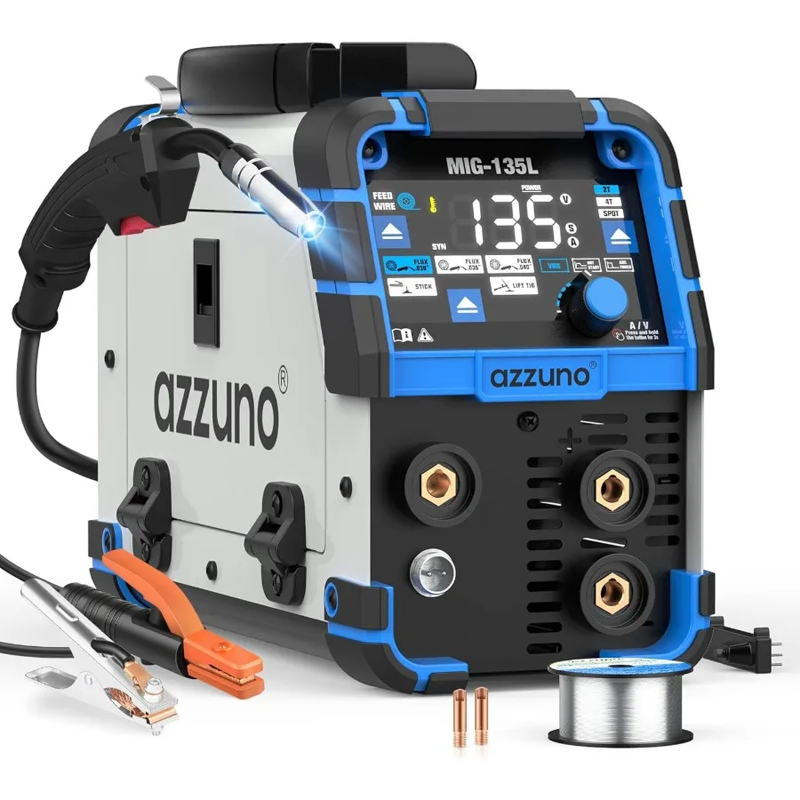 

135Amp 110V 3 in 1 Gasless Flux Core MIG Welder with Lift TIG and Stick Welding Capabilities Synergic Control Wire Feed Welding