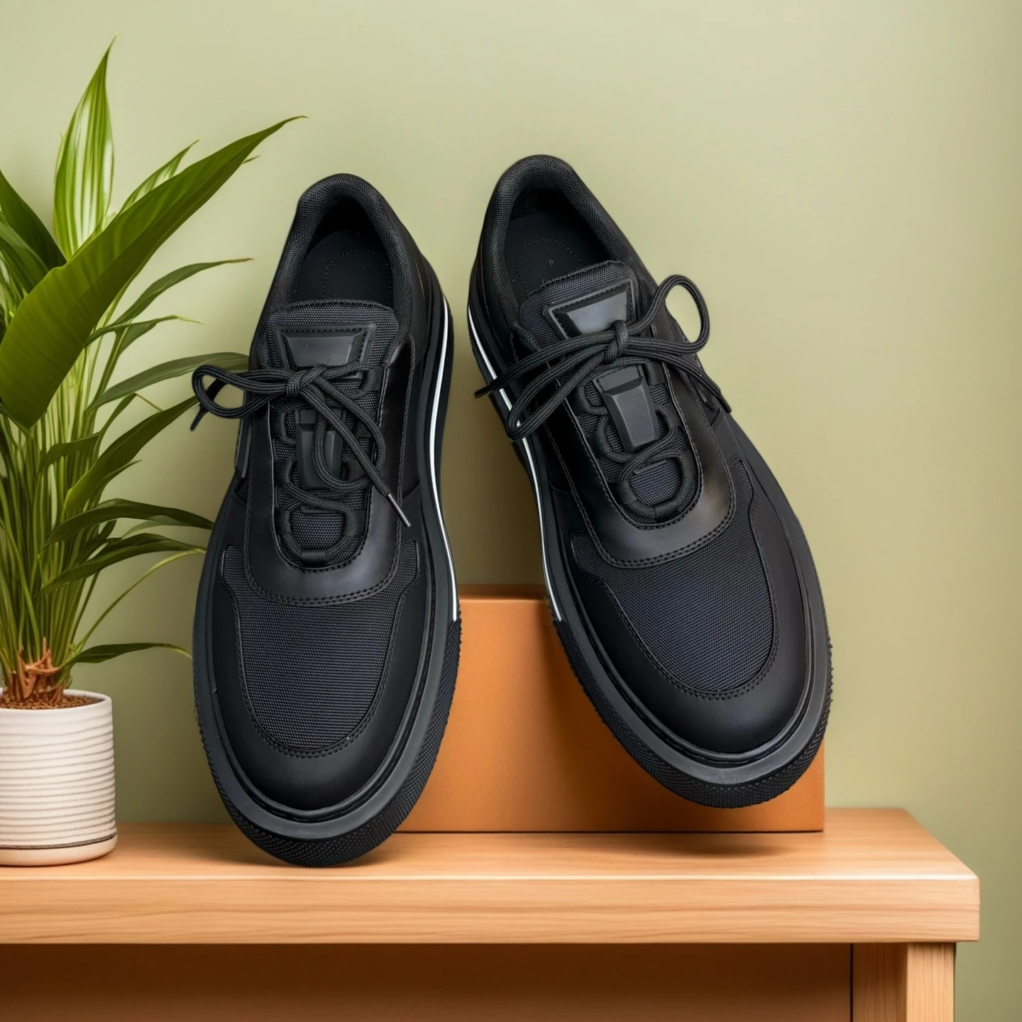 

Holiday Gift Luxury Brand Men's Shoes Handmade Casual Sneakers Nubuck Cow Leather with Mesh Panels Top Grain Cowhide Sport Shoes