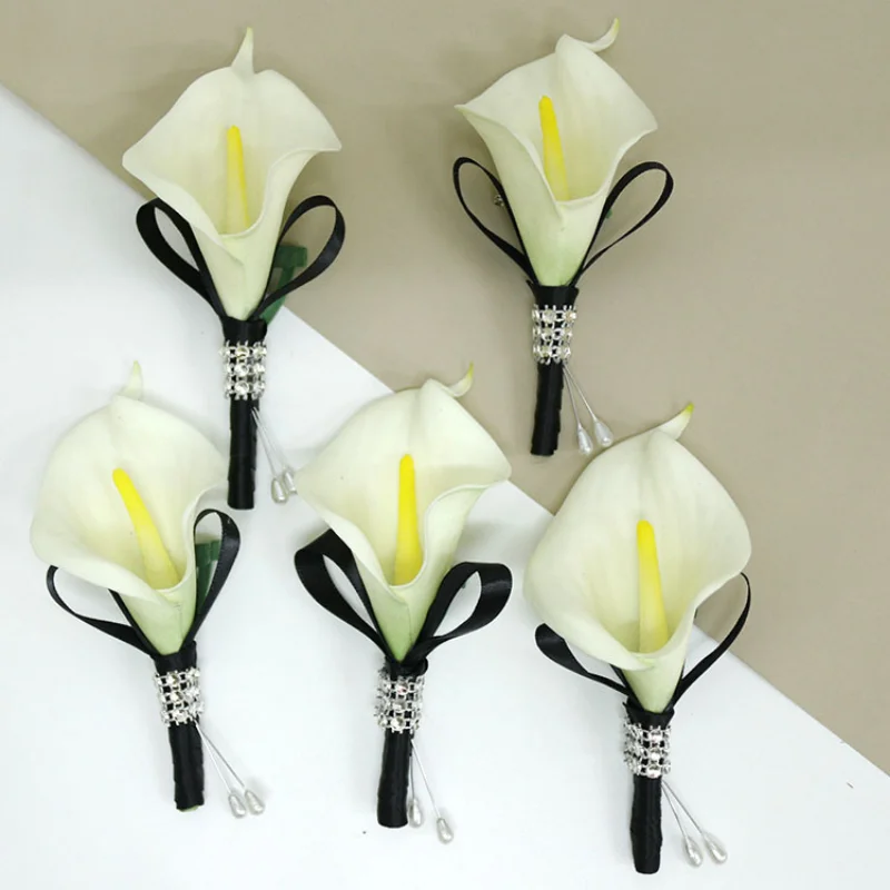 Nuovi fiori artificiali Boutonnieres braccialetto da damigella d'onore Groomsmen spilla spilla accessori da sposa