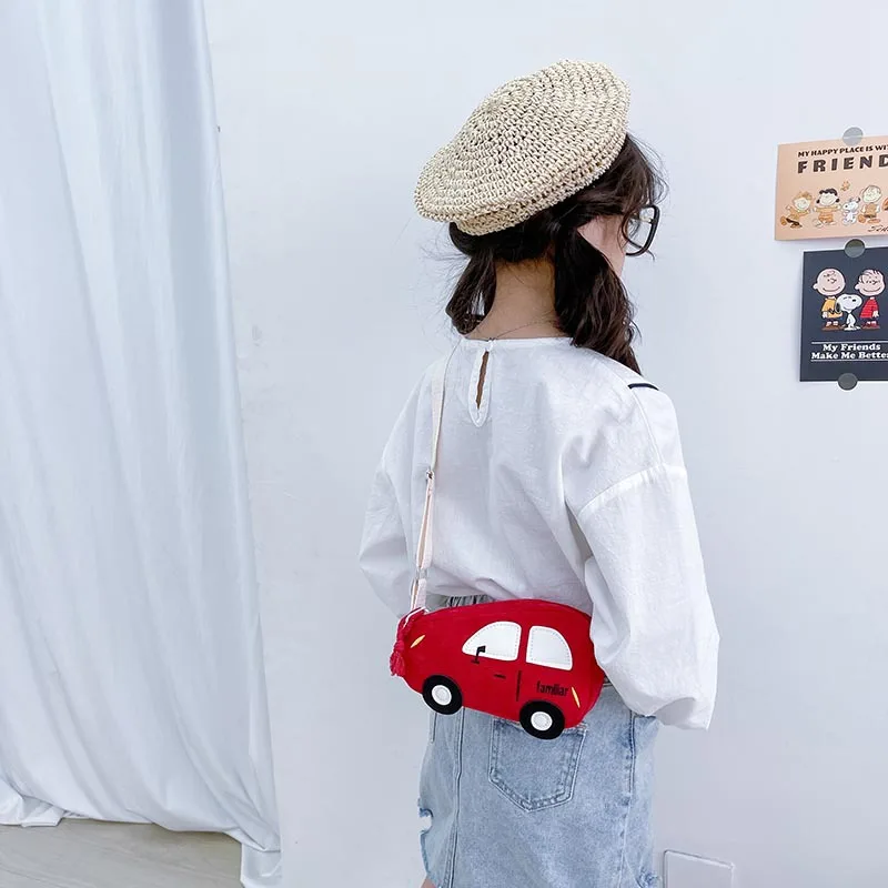 New Kids Shoulder Bag Cute Cartoon Car Design Unisex Messenger Purse Trendy Kids Backpack school outdoor Bag Accessory