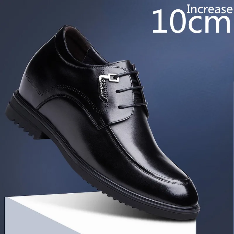 Height Increasing Shoes for Men's Leather Casual Shoes Comfortable Breathable Men Increased 10cm Wedding Elevator Shoes