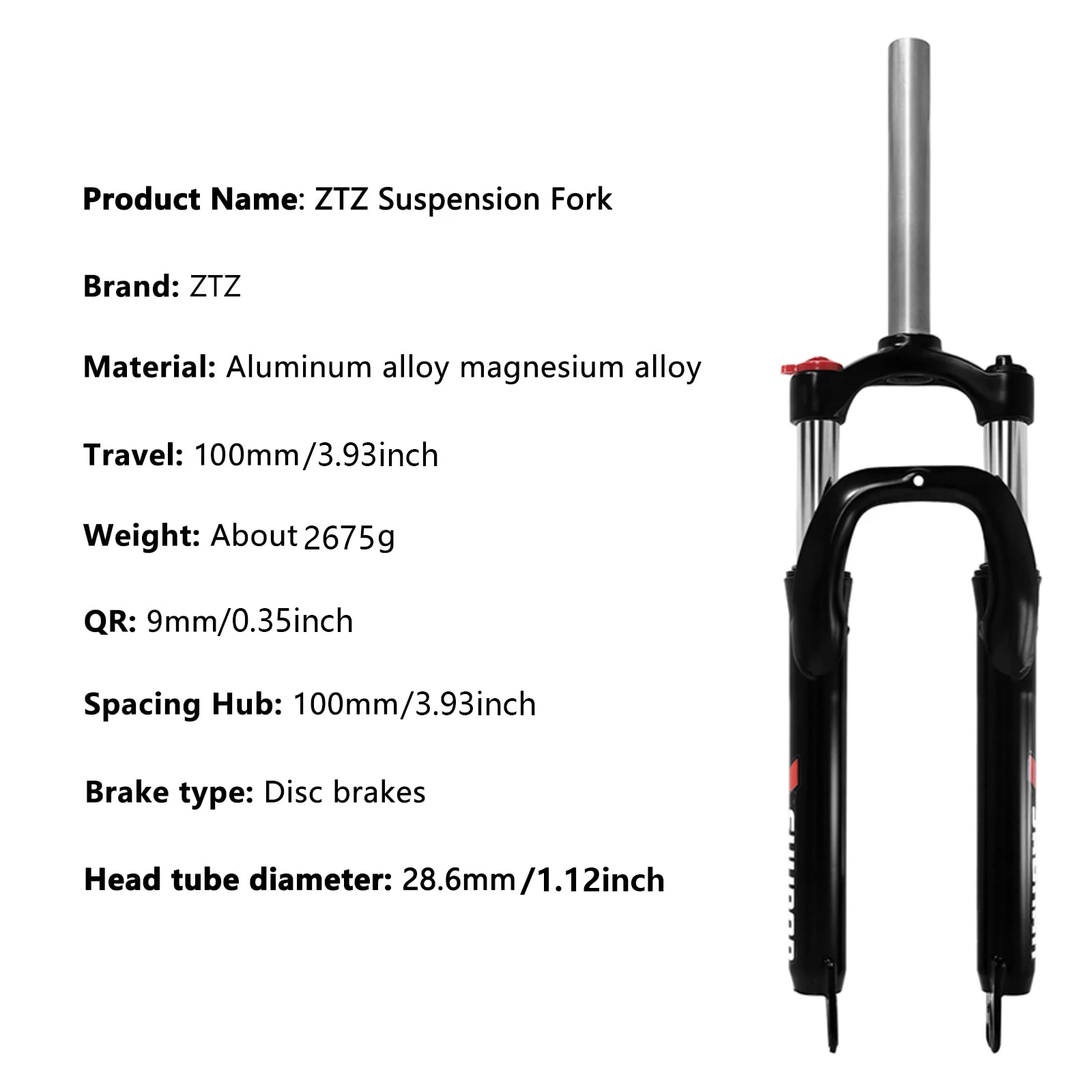 ZTZ 26inch Bicycle Mechanical Front Fork MTB Suspension Fork 9*100mm Quick Release Mountain Bike Fork Bicycle Parts