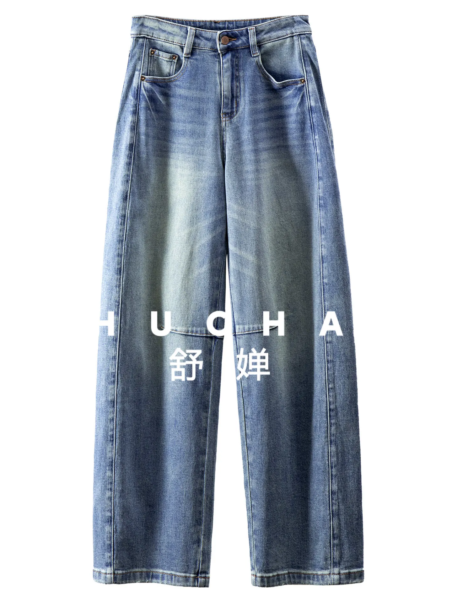 

Джинсы женские 89F9: модные, с акцентом на французском дизайне, ранняя весна, высокая талия, слегка зауженные, широкие штанины