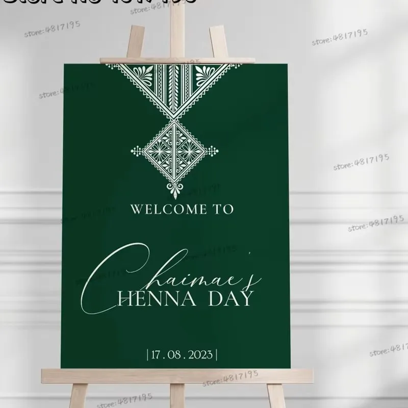 Islamskie naklejki ślubne powitalne Spersonalizowane imiona Naklejki arabskie Henna Day Naklejki winylowe Muzułmańska henna Welcome Party Sign — zdjęcie 6