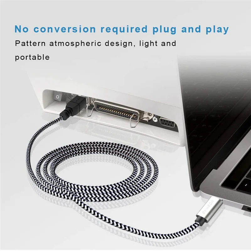 كابل A003 من النوع C إلى MIDI USB C إلى USB B 2.0 كابل الطابعة سلك الماسح الضوئي لطابعات Aio وHP وCanon وSamsung والمزيد Du