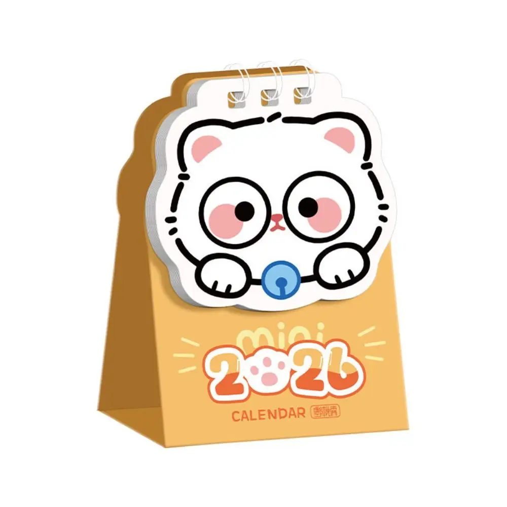 Simpatico mini calendario da tavolo 2026 Cartoon Cat Schedule Mark Coil Calendario Planner giornaliero portatile Accessori da scrivania per ufficio