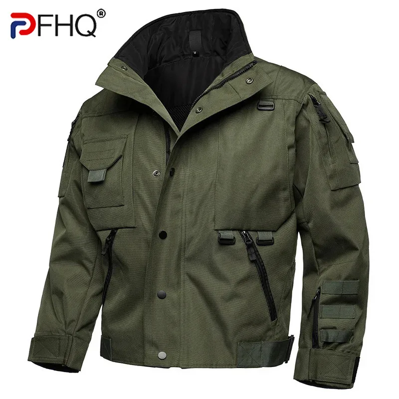 PFHQ Men Tactical Jacket Windproof Stab Proof Scratch Proof Wear-resistant Motorcycle 2024 Solid Color Male Tops 21Z6650