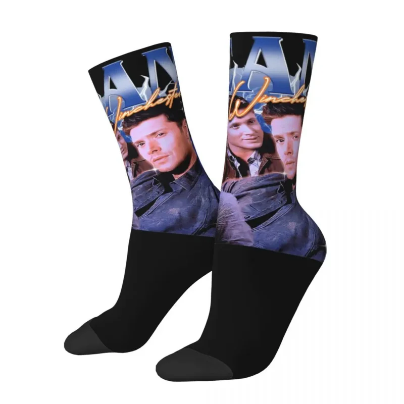 Calcetines Supernatural Dean para hombre y mujer, medias divertidas de poliéster, regalos, novedad, primavera, verano, Otoño e Invierno