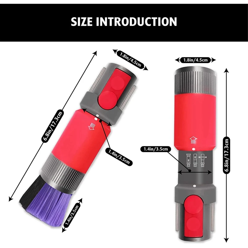 แปรงปัดฝุ่นแบบไม่มีรอยขีดข่วนสำหรับเปลี่ยน Dyson V7 V8 V10 V15 V11แปรงขนนุ่มพร้อมอะแดปเตอร์ LED