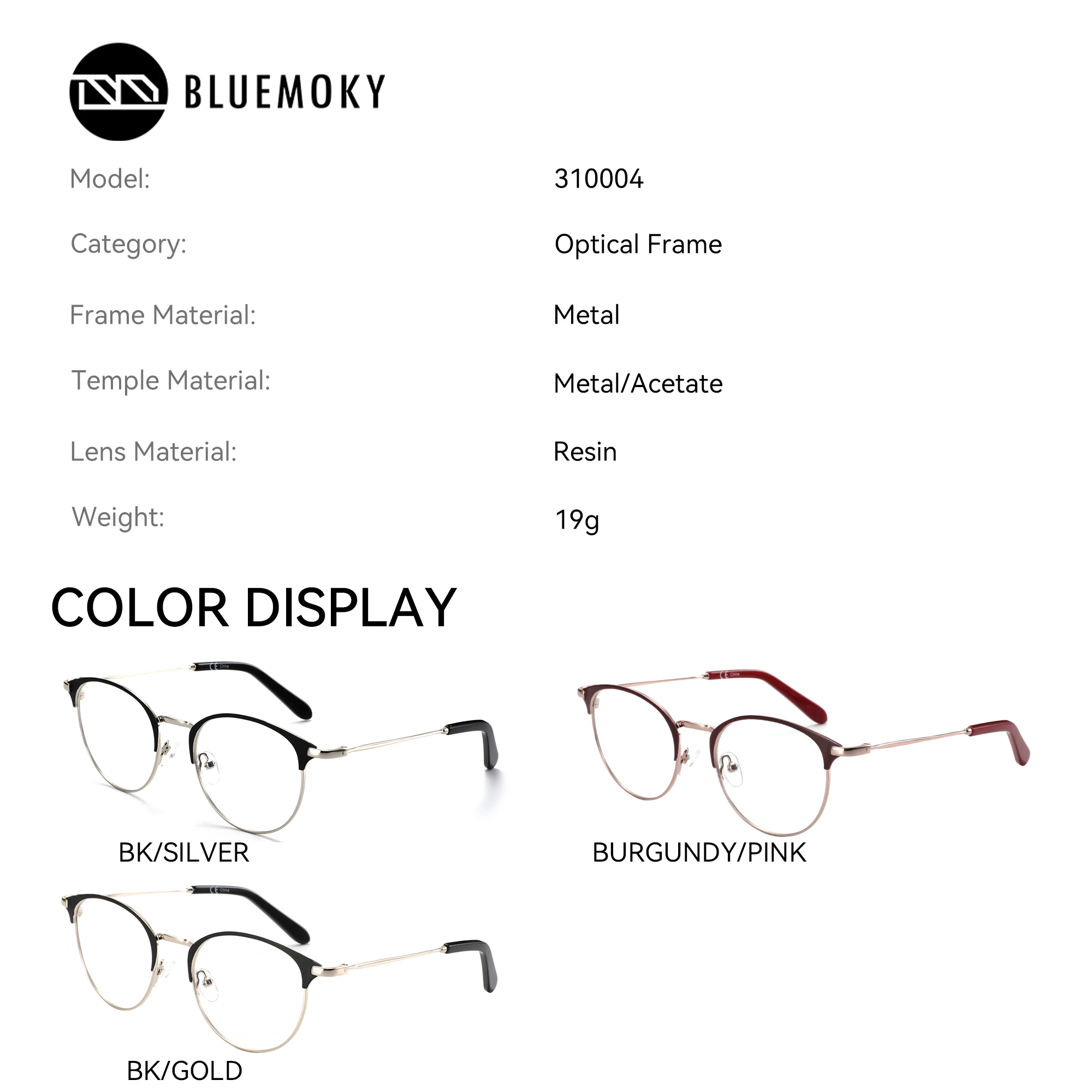 BLUEMOKY New men's and women's metal circular prescription glasses, progressive optical photochromic multifocal for myopia