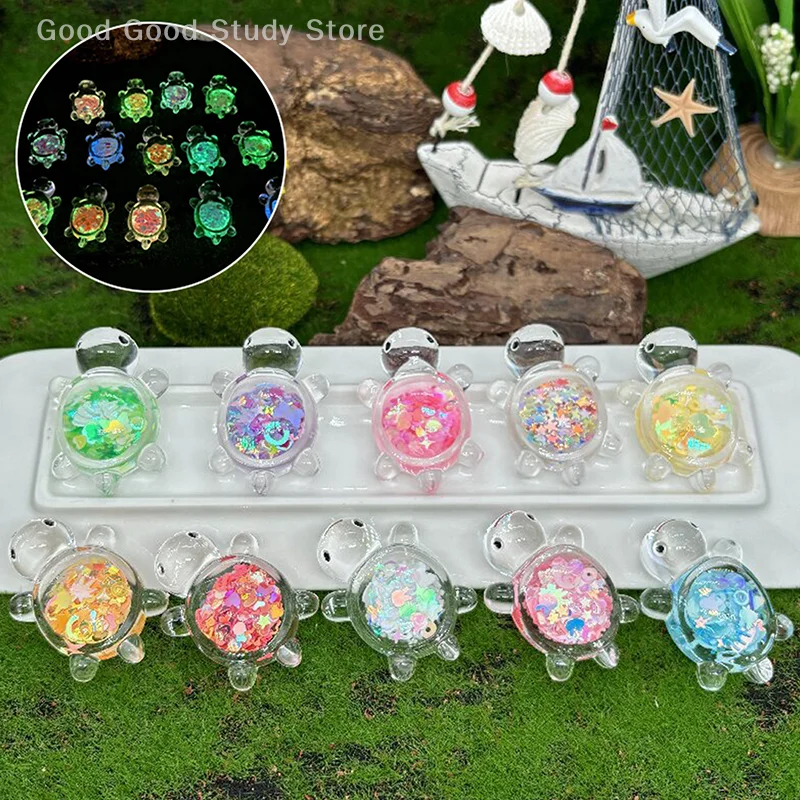 

1Pcs Cute Transparent Luminous Glitter Large Turtle DIY Trendy Play Accessories Cream Gel Keychain Bag Pendant