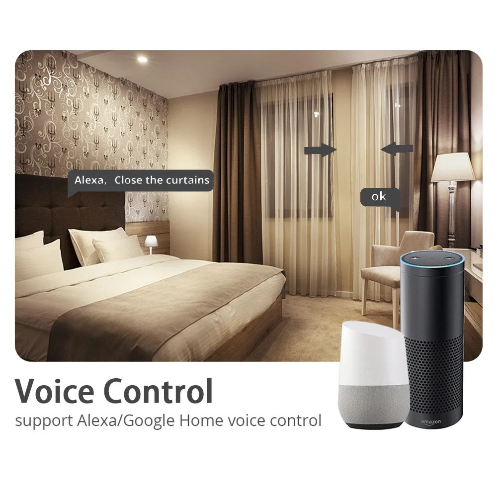 Google Home Alexa Remote Control Zemismart Tuya WiFi Electric Curtain Rod Smart Curtain Motor Automatic Motorized smart curtain