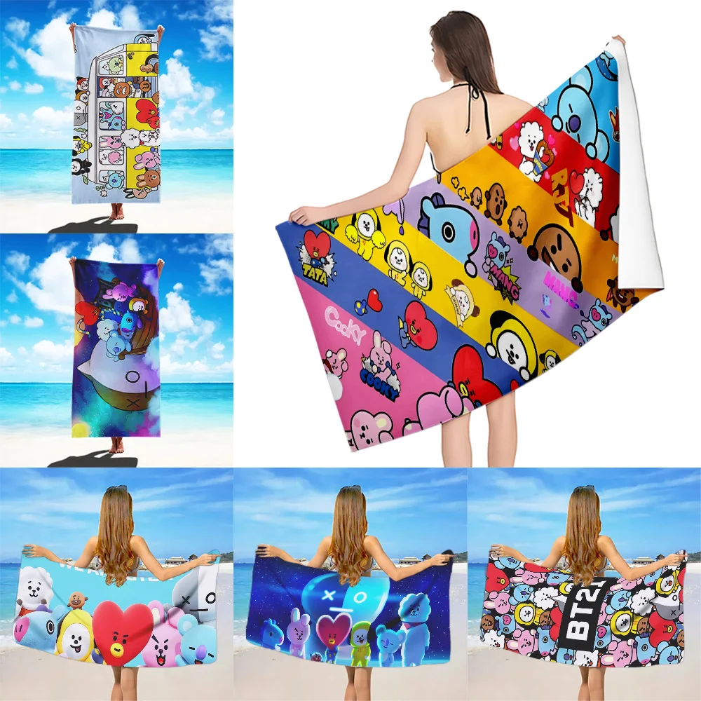 

Beach Towel Hot K-Pops Microfiber Sand Free Quick Dry Soft Sandproof Pool Towels Gift for Cartoon Boys B-BT21S Women Travel