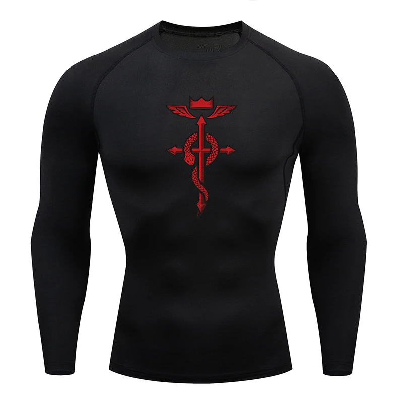 Camisa de Compressão Esportiva Estampada Anime masculina, Secagem Rápida, Camisas Apertadas, Tops de Elasticidade Fitness, Camiseta Masculina Protetor de Erupção, Verão