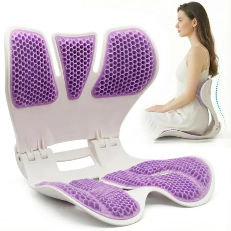 

Ergonomic Gel Back Support for Office Chair - Folding Lumbar Support Posture CorrectorPortable Chair Back Rest Support for Floo